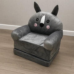 Kids Grey Cat Sofa Chair  Soft, Cute Cozy Lounge Seat (2+ Years)