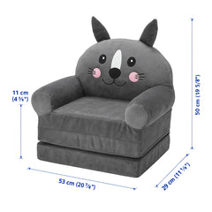 Kids Grey Cat Sofa Chair  Soft, Cute Cozy Lounge Seat (2+ Years)