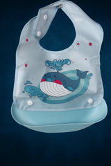 Waterproof Baby Feeding Bib with Food Catcher  Whale Design (6M+)