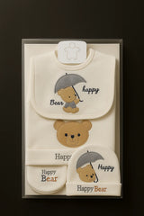Happy Bear Newborn Gift Set  4-Piece Cotton Essentials for Baby (0–6 Months)