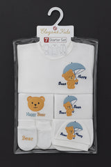 Happy Bear Newborn Gift Set  4-Piece Cotton Essentials for Baby (0–6 Months)