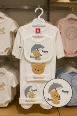 Happy Bear Newborn Gift Set  4-Piece Cotton Essentials for Baby (0–6 Months)