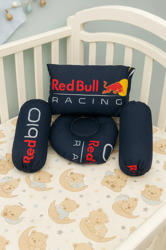 Red Bull Racing Baby Bedding Set  4-Piece Pillow & Bolster Combo (Navy Blue)