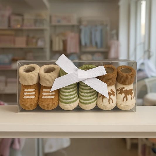 3-Pair Baby Socks Gift Set  Cute Animal & Patterned Designs (0–9 Months)