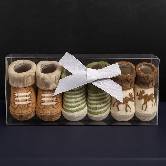 3-Pair Baby Socks Gift Set  Cute Animal & Patterned Designs (0–9 Months)