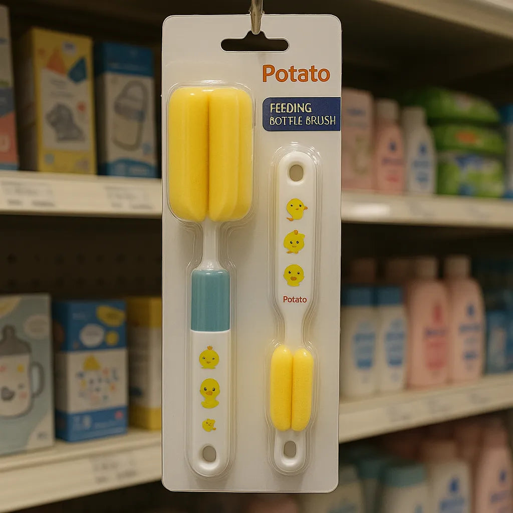 Baby Feeding Bottle Cleaning Sponge Brush Set – Soft Foam by Potato