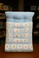 Soft Blue Baby Sleeping Bed with Pillow  Cotton Newborn Bedding Set (Bear Print)