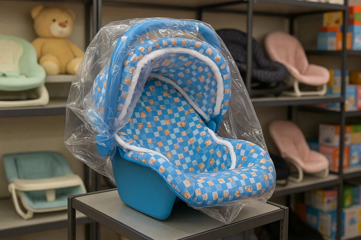 Blue Baby Carry Cot  Soft Padded Newborn Carrier with Canopy & Handle