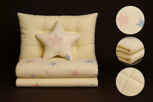 Soft Yellow Baby Bedding Set with Star Pillow  3-Piece Newborn Sleep Set (Premium Cotton Comforter, Mattress & Pillow)