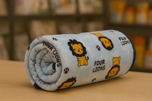 Four Lions Blue Baby Blanket  Ultra-Soft Fleece Blanket for Newborns & Infants