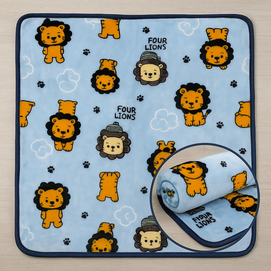 Four Lions Blue Baby Blanket  Ultra-Soft Fleece Blanket for Newborns & Infants