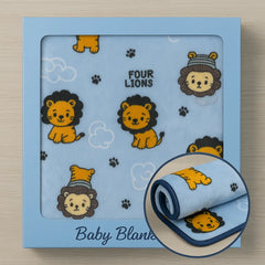 Four Lions Blue Baby Blanket  Ultra-Soft Fleece Blanket for Newborns & Infants
