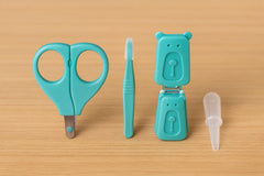 4-in-1 Baby Grooming Set – Teal Bear Edition | Nail Clipper, Scissors, Tweezer & Nasal Aspirator  , 0 to 9 months