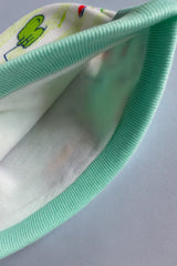 Baby Cotton Cap  – Fishing Trip Print | Soft Newborn Hat (Pink, Green & Blue)