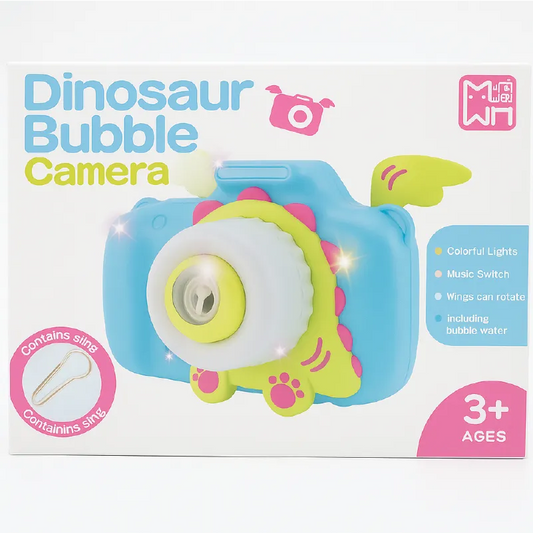Dinosaur Bubble Camera with Music & Lights – Automatic Bubble Maker Toy (With Bubble Water &  Sling) – For Kids 3+