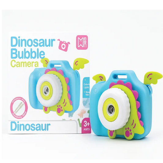 Dinosaur Bubble Camera with Music & Lights – Automatic Bubble Maker Toy (With Bubble Water &  Sling) – For Kids 3+