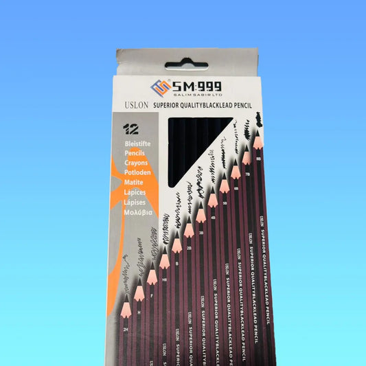 SM-999 Black Lead Pencil Set – 12-Piece Professional Drawing & Writing Kit