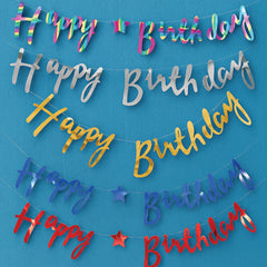 Metallic “Happy Birthday” Hanging Banners – Multi-Color Party Decoration Set