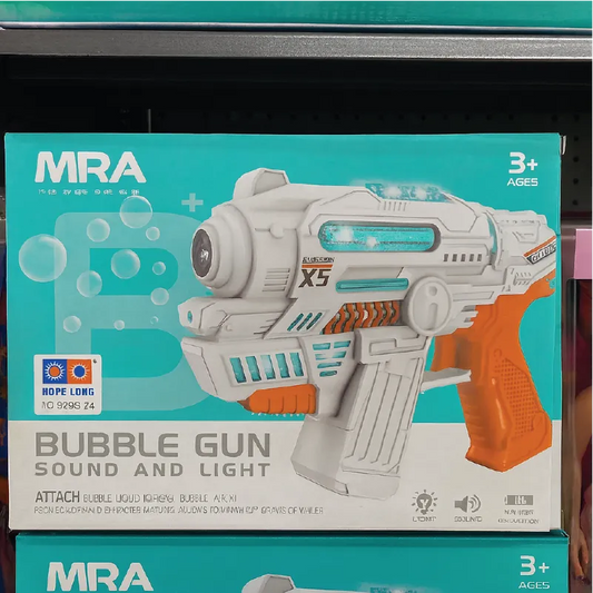 MRA Bubble Gun X5 – Sound & Light Futuristic Bubble Blaster Toy (3+ Ages)