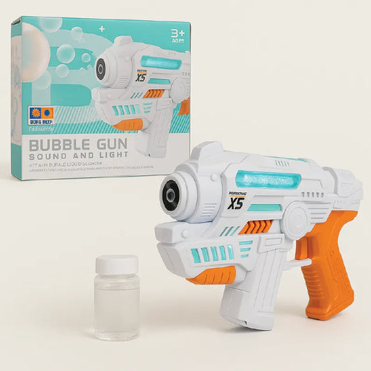 MRA Bubble Gun X5 – Sound & Light Futuristic Bubble Blaster Toy (3+ Ages)