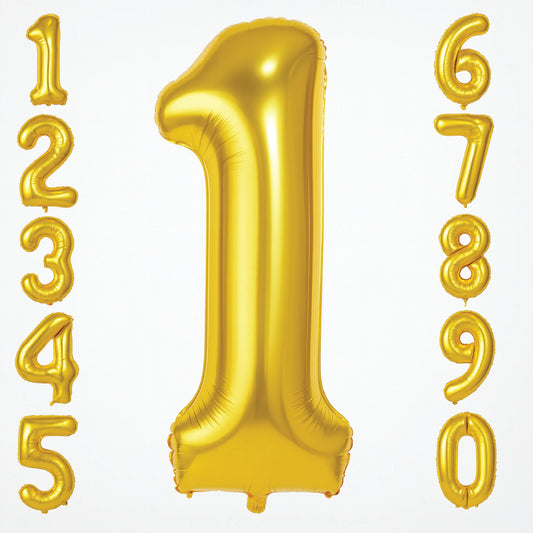 Golden Number Foil Balloons – 0 to 9 Digit Party Decoration