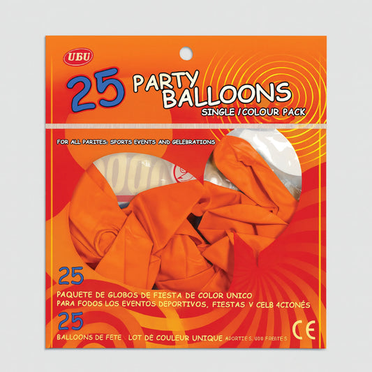 Orange Party Balloons  Pack of 25 Latex Balloons