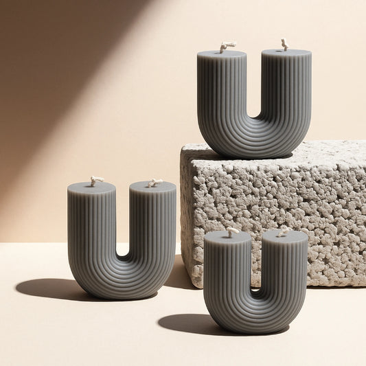 U-Shaped Ribbed Candles  Minimalist Home Décor Set