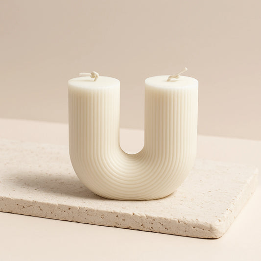 U-Shaped Ribbed Candles  Minimalist Home Décor Set