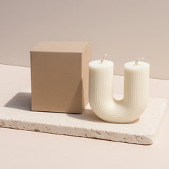 U-Shaped Ribbed Candles  Minimalist Home Décor Set