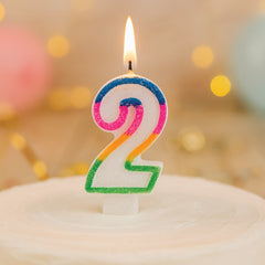 Colorful Rainbow Number Birthday Candles – Fun Cake Decoration