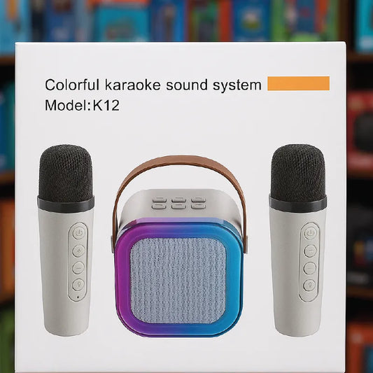 Colorful Karaoke Sound System K12 – Portable Bluetooth Speaker with Dual Microphones