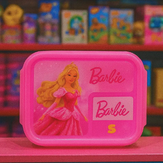 Barbie Lunch Box – Cute & Durable Food Storage Box for Kids (Pink, Easy Lock Design)