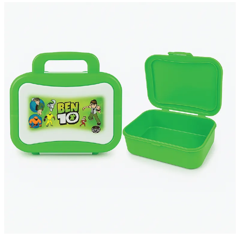 Ben 10 Lunch Box – Sturdy & Portable Kids Food Storage Box (Green, Handle Design)