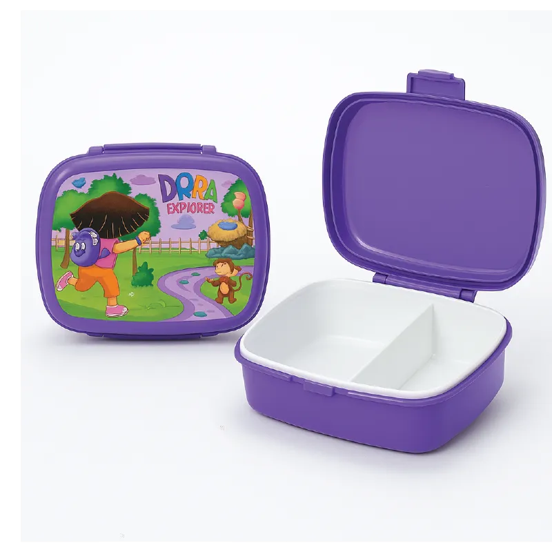 Dora Explorer Kids Lunch Box – Durable, 2-Compartment Food Storage (Purple)