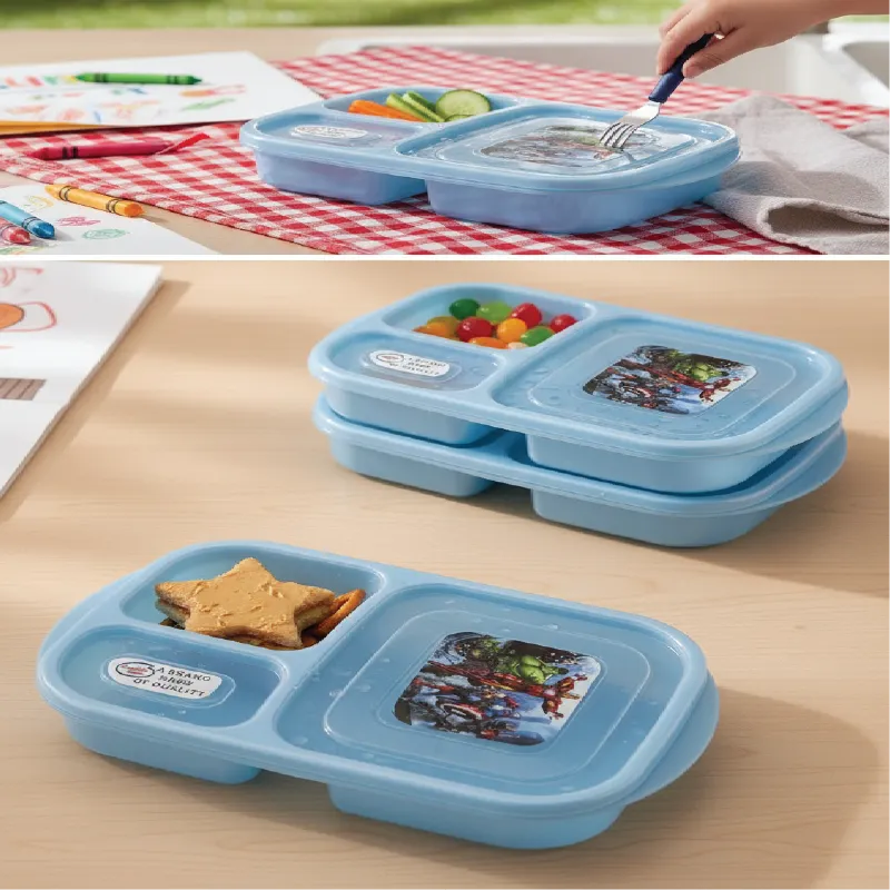 Avengers 3-Compartment Lunch Box – Kids Bento Style Food Storage with Leak-Resistant Lid