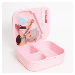 Dragon Warrior Kids Lunch Box – 3-Compartment Bento Style Food Container (Pink)