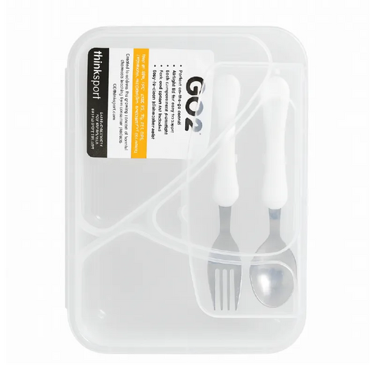 ThinkSport Transparent Lunch Box with Spoon & Fork – 2-Compartment Bento Style (Portable & Durable)