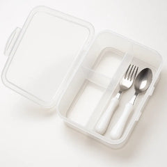 ThinkSport Transparent Lunch Box with Spoon & Fork – 2-Compartment Bento Style (Portable & Durable)
