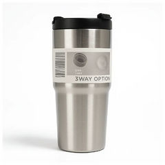3-Way Option Stainless Steel Thermal Travel Mug – 20cm Leak-Proof Coffee Tumbler