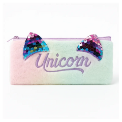 Unicorn Pencil Case – Plush Sequin Zipper Pouch for Kids & School