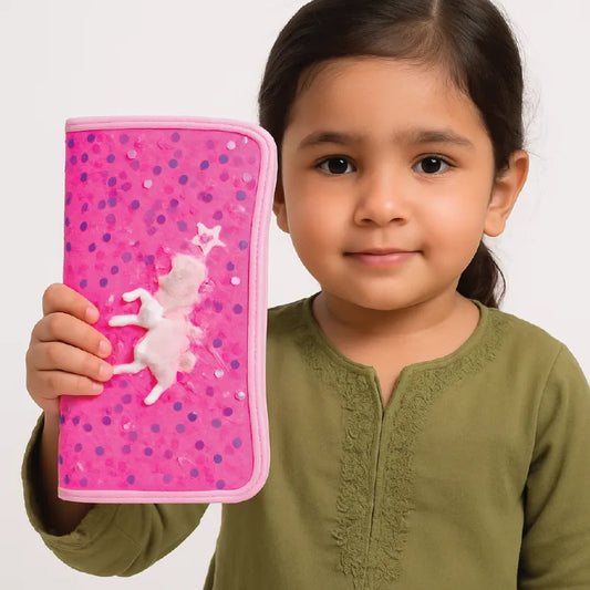 Pink Unicorn Pencil Case – Glitter Sequin Zipper Pouch for Girls