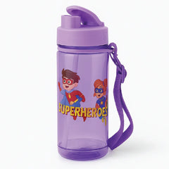Superheroes Kids Water Bottle – BPA-Free, Leak-Proof with Strap (Purple, 500ml)