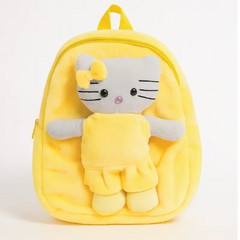 Plush Kitty Kids Backpack – Soft & Cute School Bag for Toddlers (Yellow)