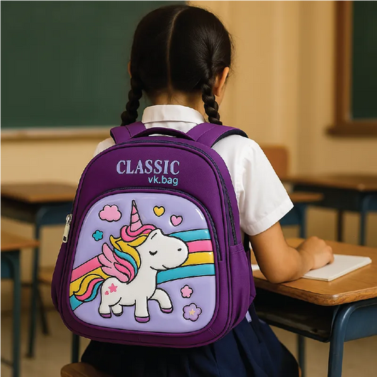Unicorn Kids Backpack – Classic Cartoon School Bag with Rainbow Design