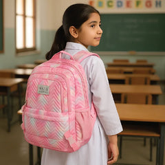 Hazek Pink Quilted School Backpack – Stylish & Spacious Bag for Girls