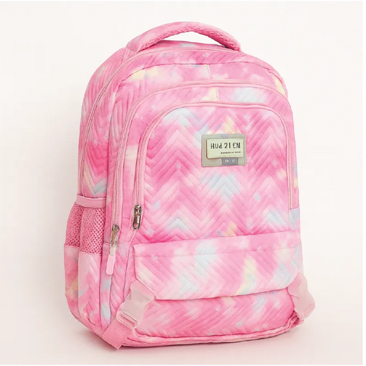 Hazek Pink Quilted School Backpack – Stylish & Spacious Bag for Girls