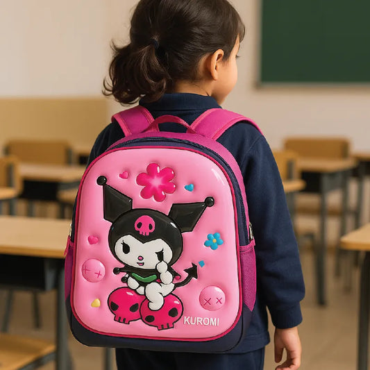 Kuromi Character Backpack – Trendy Pink Cartoon School Bag for Girls