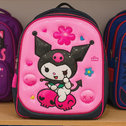 Kuromi Character Backpack – Trendy Pink Cartoon School Bag for Girls