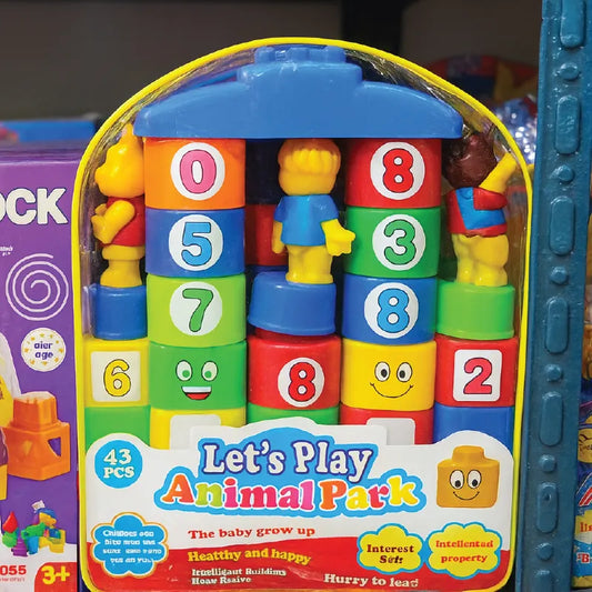 Let’s Play Animal Park – 43 PCS Colorful Learning Blocks with Numbers & Figures