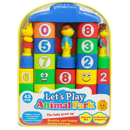 Let’s Play Animal Park – 43 PCS Colorful Learning Blocks with Numbers & Figures